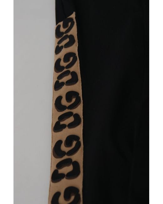 Dolce & Gabbana Black Cotton Elastic Waist Dg Logo Cropped Pants for men