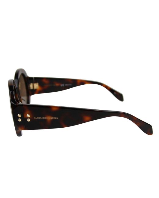 McQueen Brown Plastic Acetate Round Sunglasses