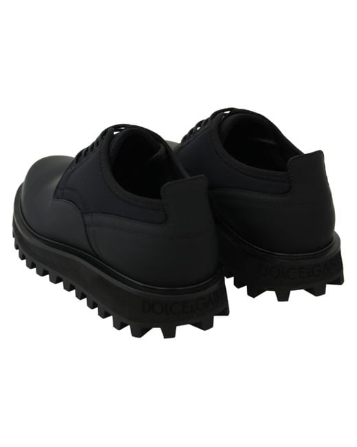Dolce & Gabbana Black Neoprene And Calfskin Derby Shoes for men