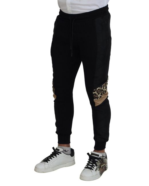 Dolce & Gabbana Black Polyester Skinny Jogger Pants for men