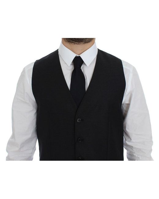 Dolce & Gabbana Black Wool Silk Dress Vest Gilet Weste for men