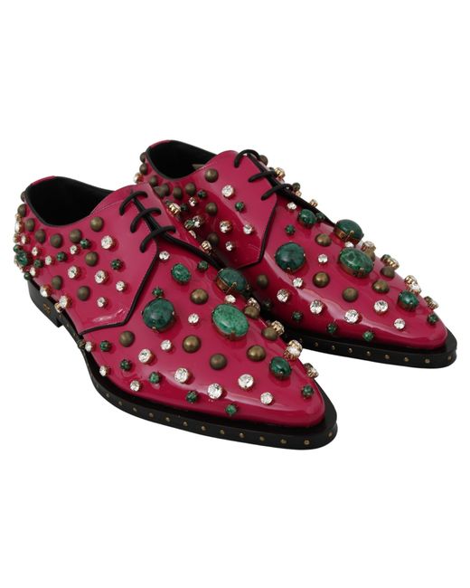 Dolce & Gabbana Black Leather Crystals Dress Broque Shoes