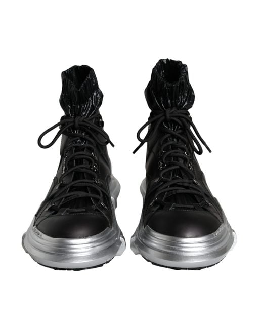 Dolce & Gabbana Black Nylon Galileo High Top Sneakers Shoes for men