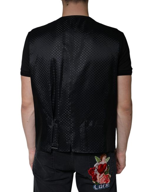 Dolce & Gabbana Black Wool Waistcoat Dress Formal Vest for men