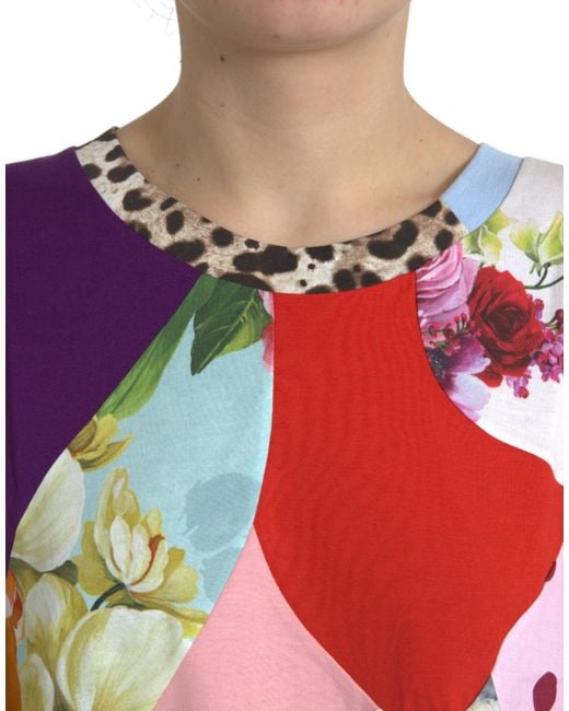 Dolce & Gabbana Multicolor Patchwork Cotton Silk Blouse Top