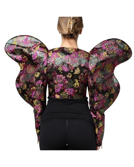 Dolce & Gabbana Red Floral Jacquard Cropped Jacket