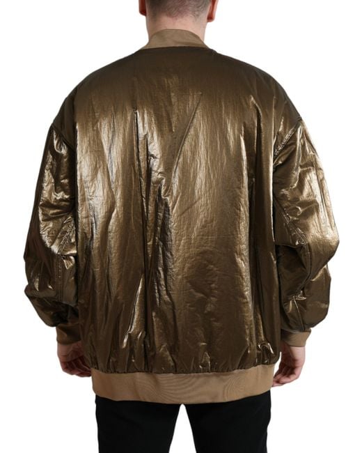 Dolce & Gabbana Brown Nylon Full Zip Bomber Jacket for men