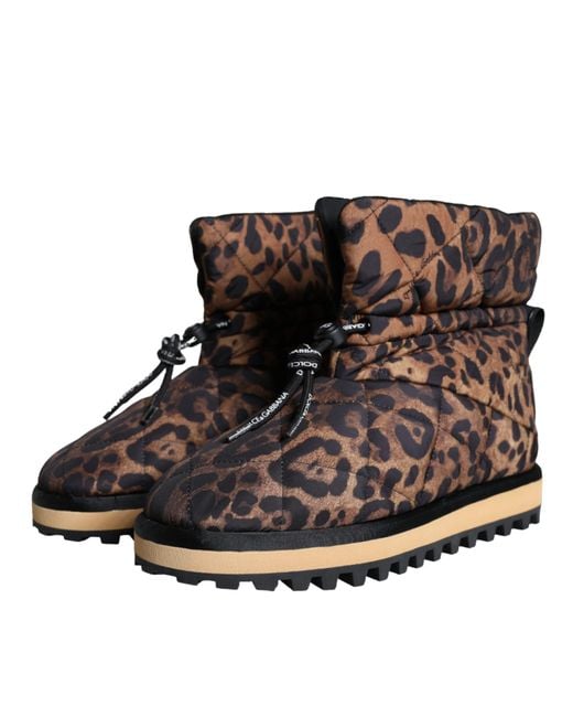 Dolce & Gabbana Black Leopard Ankle Boots Padded Shoes for men