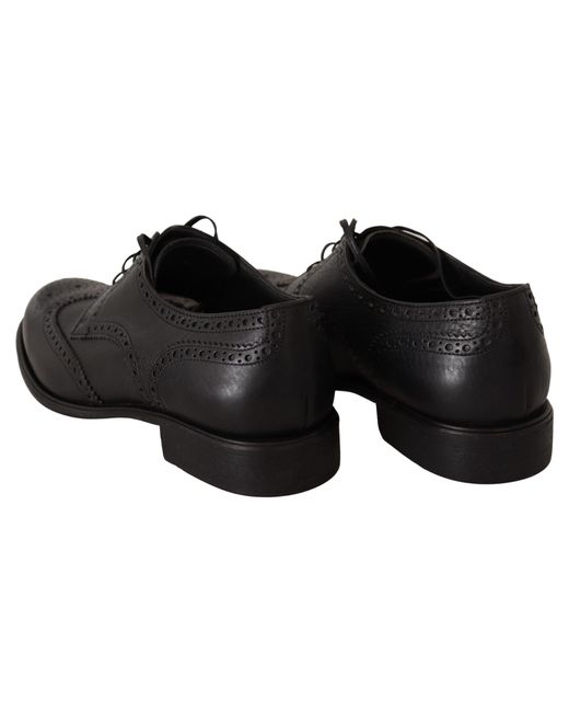 Dolce & Gabbana Black Leather Oxford Wingtip Formal Dress Shoes for men