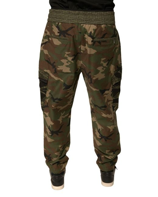 Dolce & Gabbana Green Camouflage Cargo Pants Joggers for men