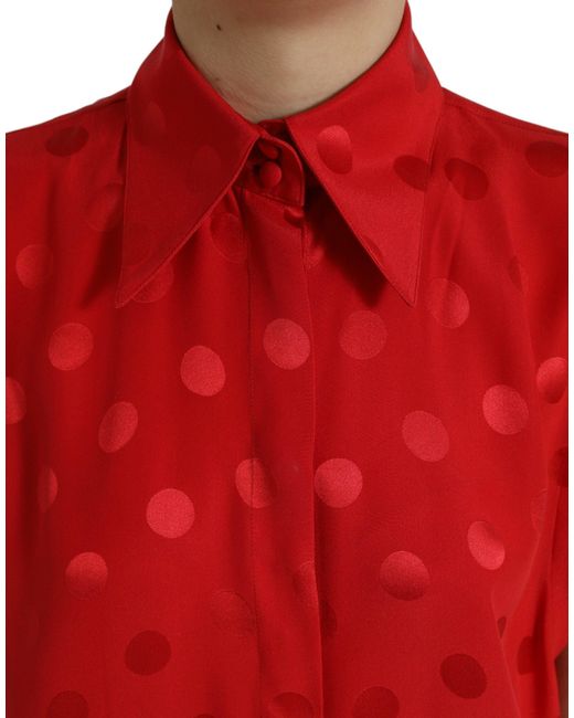 Dolce & Gabbana Polka Dot Sleeveless Collared Blouse Top