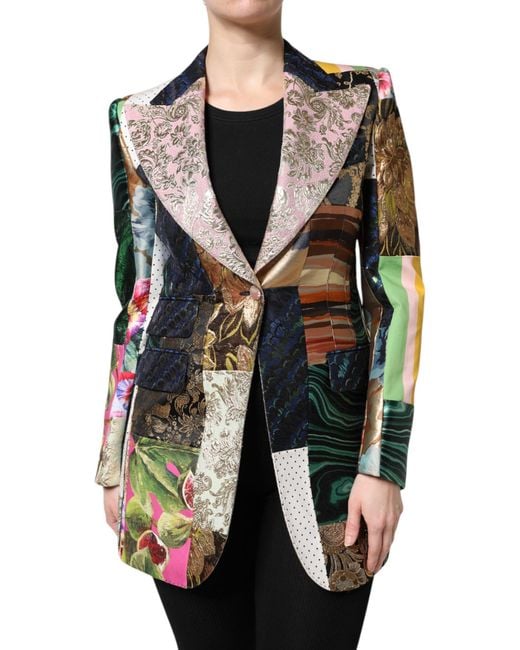 Dolce & Gabbana Black Floral Patchwork Jacquard Jacket