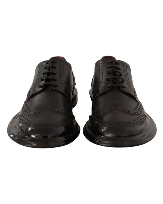 Dolce & Gabbana Black Leather Brogue Oxford Dress Shoes for men