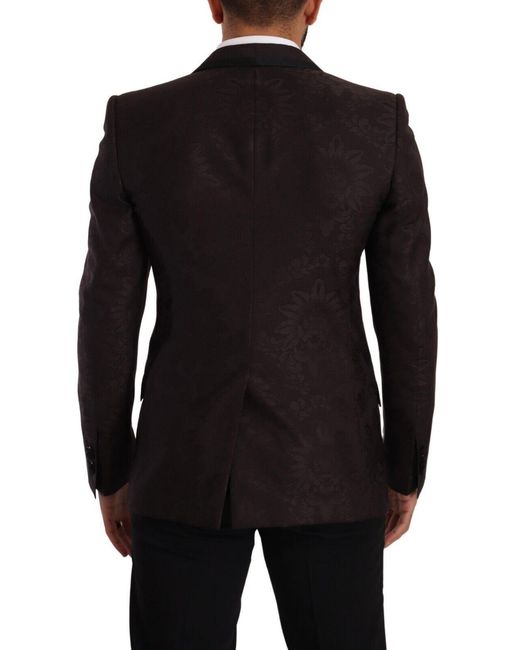 Dolce & Gabbana Black Purple Jacquard Single Breasted Sicilia Blazer for men