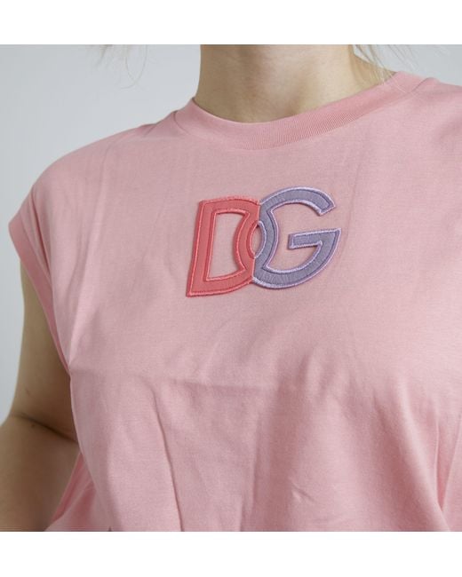 Dolce & Gabbana Pink Elegant Cotton Crew Neck Tank Top