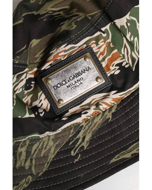 Dolce & Gabbana Green Dg Plaque Wide Brim Bucket Hat for men