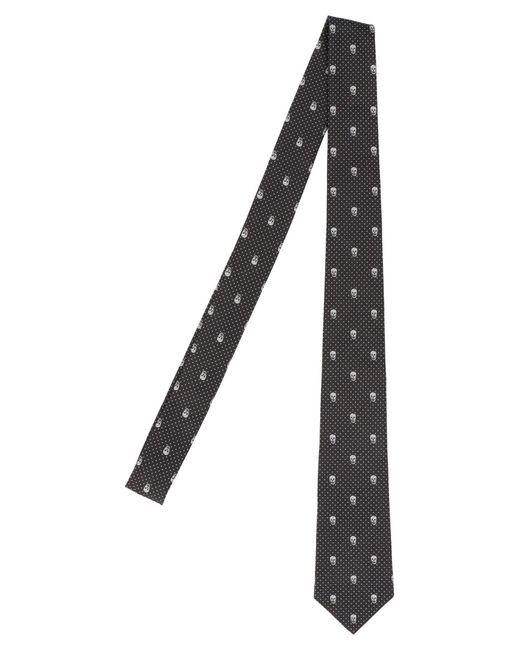 Alexander McQueen Silk The Skull Polka Dots Tie in Black & White (Black ...