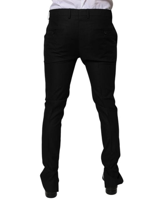 Dolce & Gabbana Black Virgin Wool Menskinny Dress Formal Pants for men
