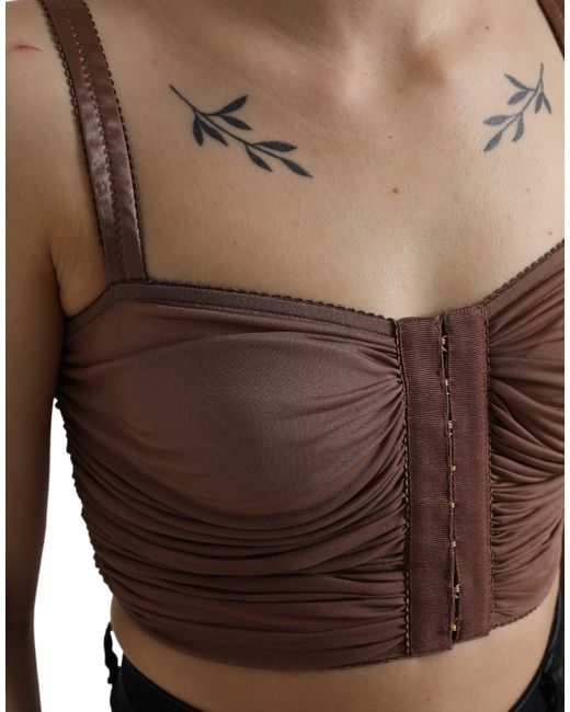 Dolce & Gabbana Black Viscose Bustier Sleeveless Cropped Top