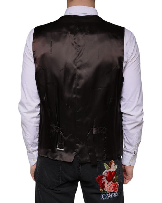 Dolce & Gabbana Black Cotton Waistcoat Dress Formal Vest for men