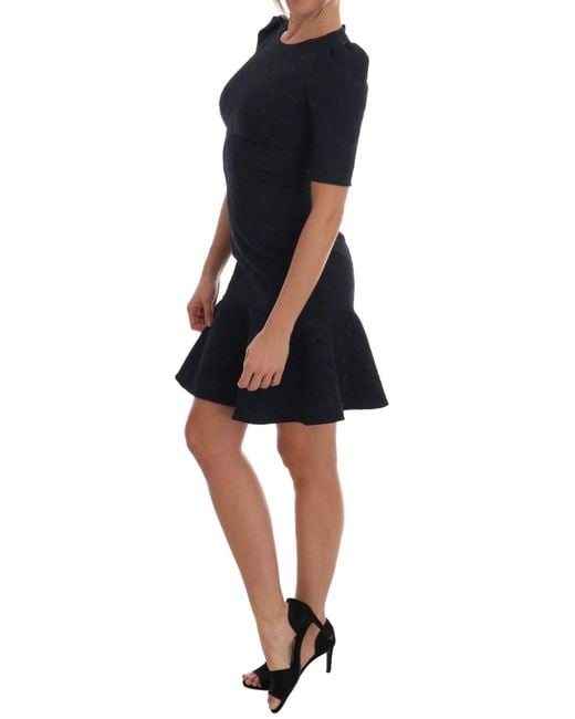 Dolce & Gabbana Dolce Gabbana Black Blue Flare Mini Dress