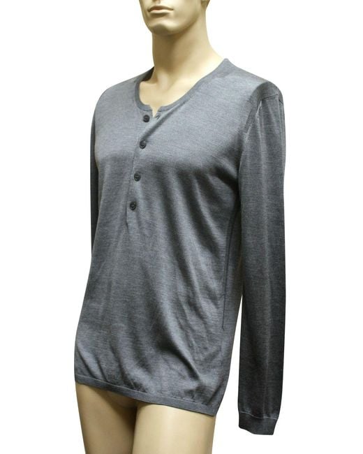 Gucci Gray Top Buttoned Silk Large Sweater for men