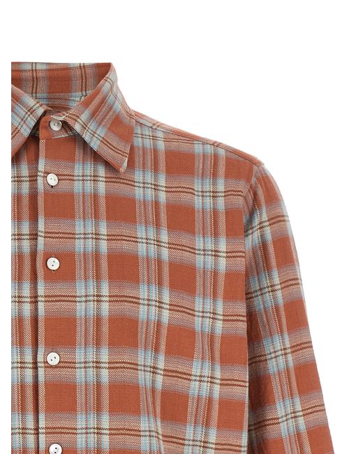 Second/Layer Brown Cotton Blouse for men
