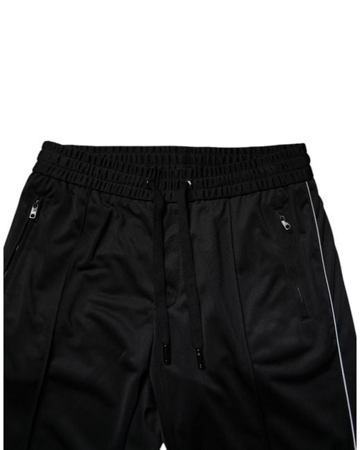 Dolce & Gabbana Black Track Pants Side Stripes for men