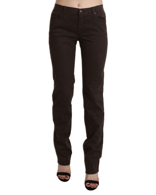 Ermanno Scervino Black Mid Waist Skinny Slim Trouser Cotton Jeans