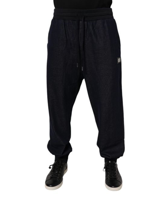 Dolce & Gabbana Black Jacquard Cotton Jogger Sweatmen's Pants for men