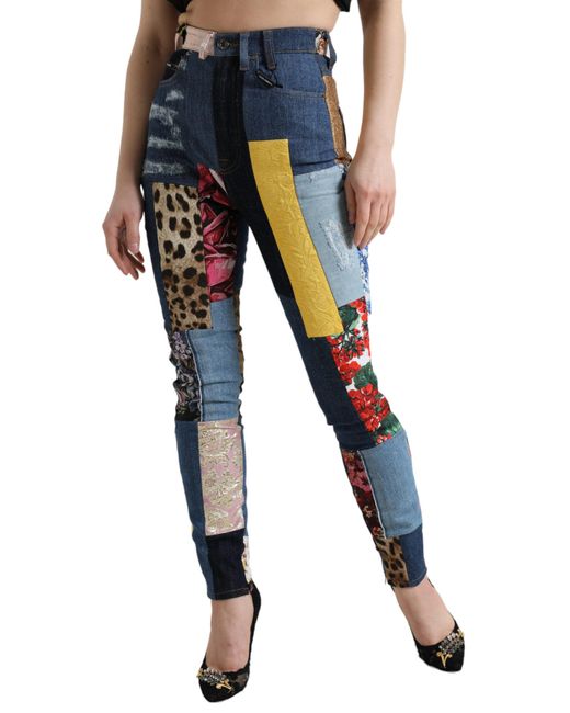 Dolce & Gabbana Blue Patchwork Grace Skinny Denim Jeans