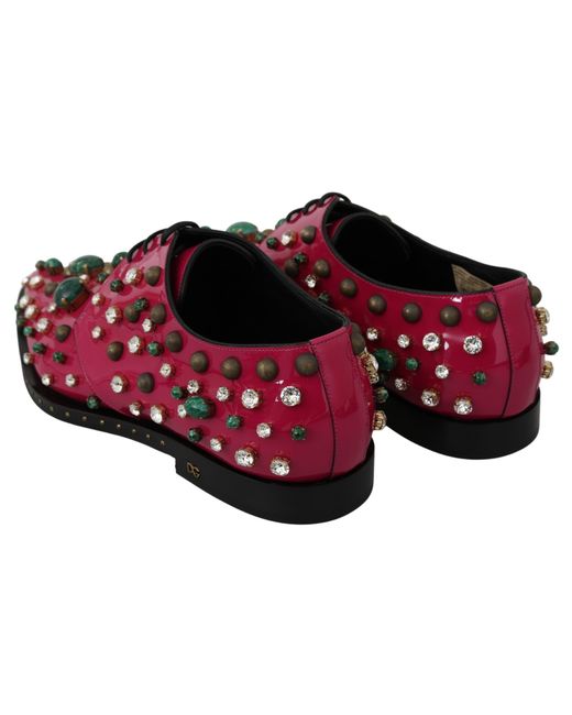 Dolce & Gabbana Black Leather Crystals Dress Broque Shoes
