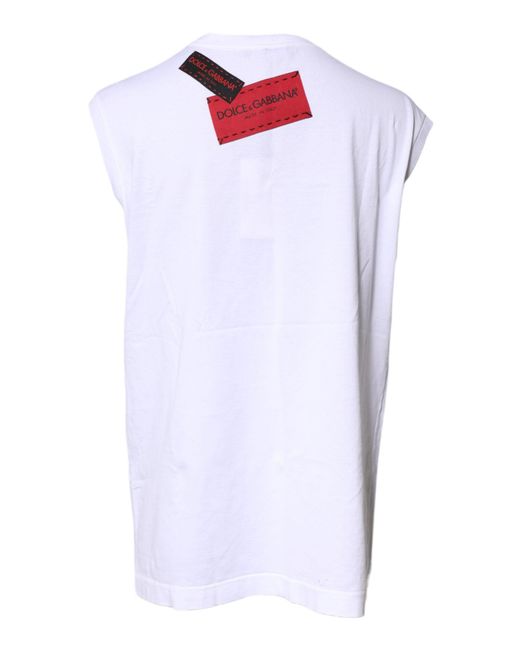 Dolce & Gabbana White Sequin Rose Embroidered Tee