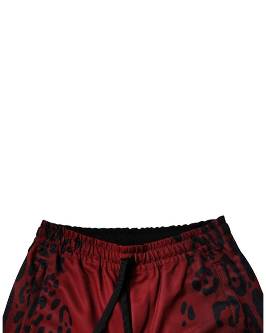 Dolce & Gabbana Red Leopard Print Pants Casual Style for men