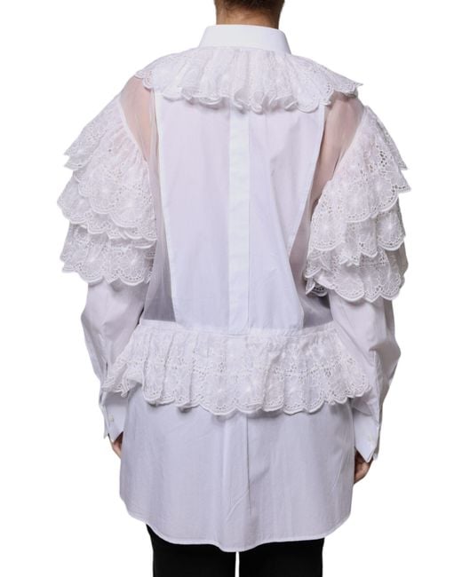Dolce & Gabbana Blue Cotton Poplin Shirt Dress Blouse Top