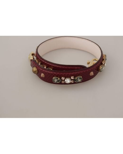 Dolce & Gabbana Red Leather Crystals Bag Shoulder Strap