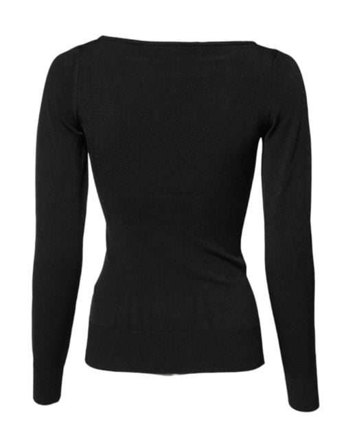Dolce & Gabbana Black Viscose Long Sleeves Pullover Top