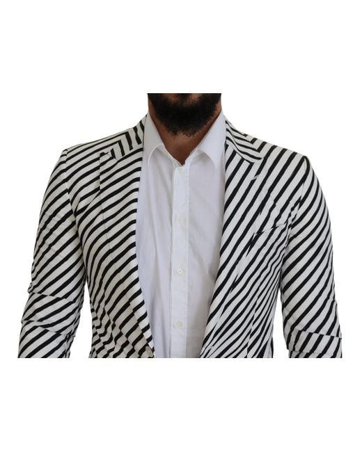 Dolce & Gabbana Gray Striped Slim Fit Jacket Blazer for men