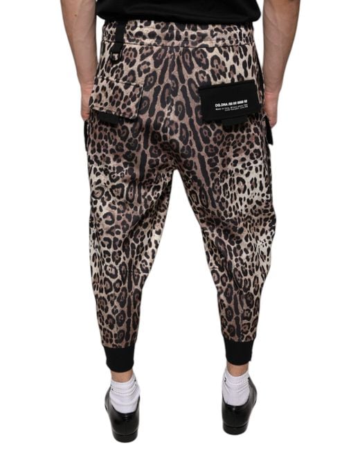 Dolce & Gabbana Black Leopard Polyester Jogger Pants for men