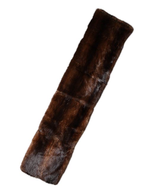 Dolce & Gabbana Brown Stripe Fur Shawl Wrap Scarf