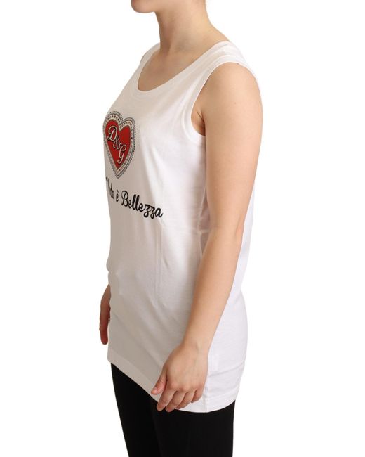 Dolce & Gabbana White La Moda Crystal Tank Top T-shirt
