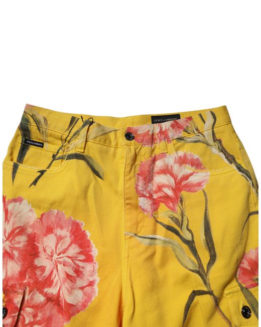 Dolce & Gabbana Yellow Floral Cargo Shorts for men