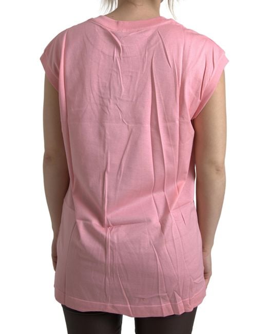 Dolce & Gabbana Pink Elegant Cotton Crew Neck Tank Top