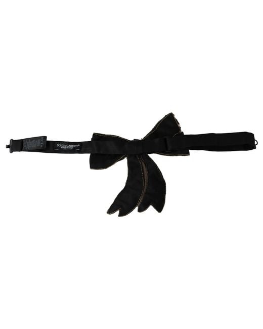 Dolce & Gabbana Black Tone Silk Rhinestone Embellished Bowtie