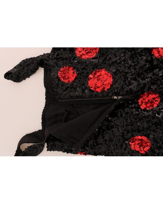 Dolce & Gabbana Black Polka Sequined Shift Dress