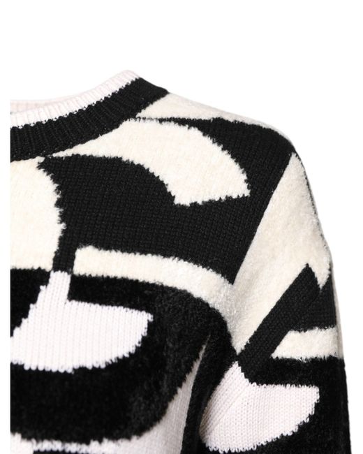 Dolce & Gabbana Black Geometric Pattern Knit Sweater