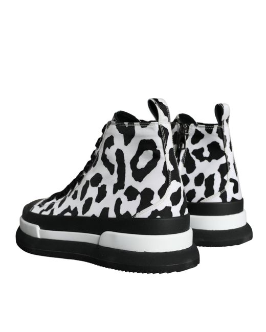 Dolce & Gabbana Brown Leopard Cotton High Top Sneakers  Shoes