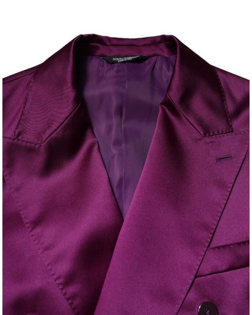 Dolce & Gabbana Purple Double Breasted Silk Blazer for men
