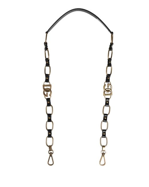 Dolce & Gabbana White Leather Chain Bag Accessory Shoulder Strap