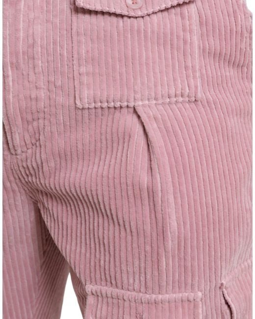 Dolce & Gabbana Red Corduroy Cotton Stretch Skinny Cargo Jeans for men